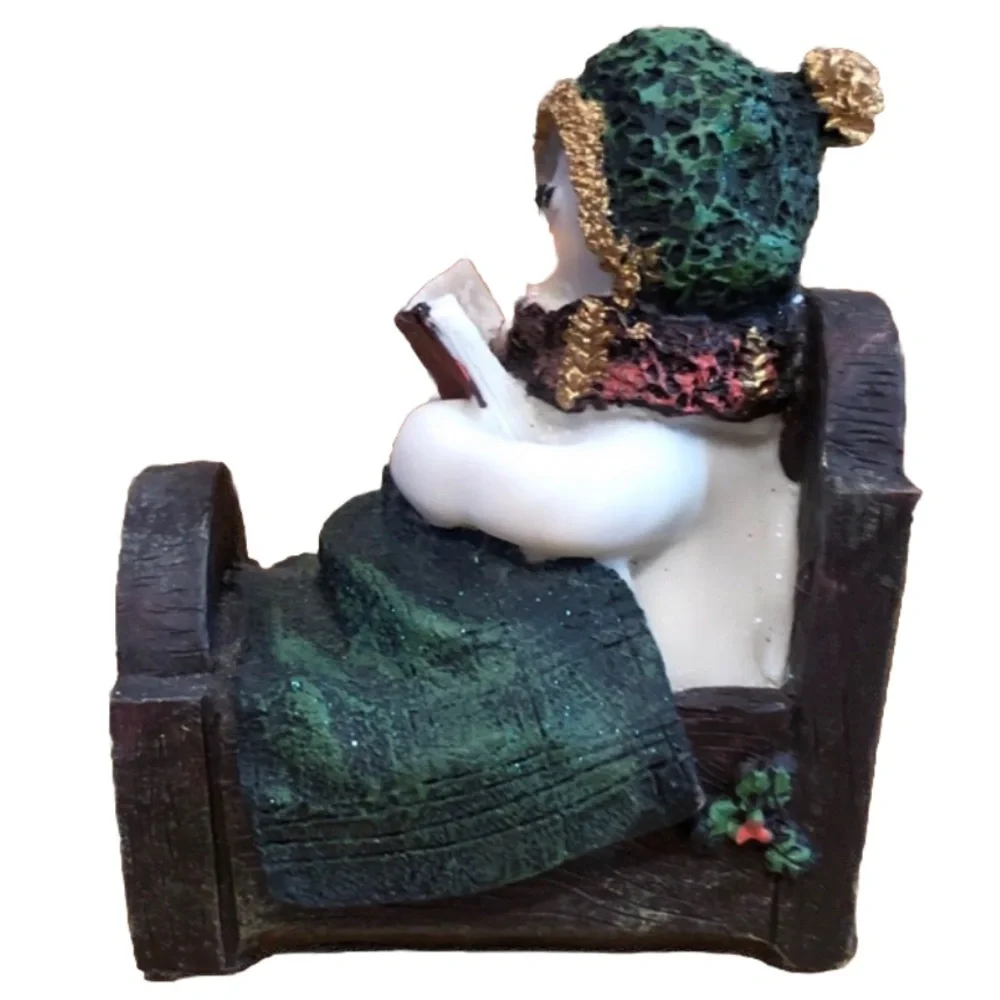Festive Snowman Figurine with Green and Gold Accents